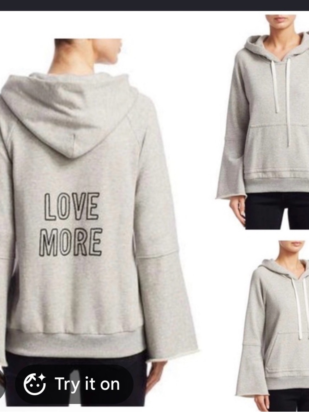 LOVE MORE Gray Hooded Sweatshirt - Women's Cozy Pullover